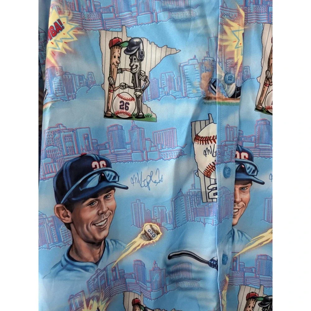 RSVLTS x MLBPA Max Kepler #26 Minnesota Twins Button Up Shirt‎ 2XL Blue Kunuflex